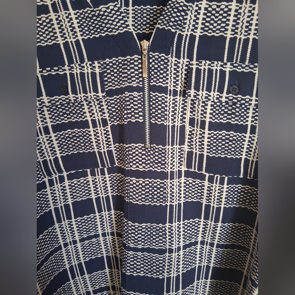 Studio Works Navy and White Plaid Top - Picture 2 of 3